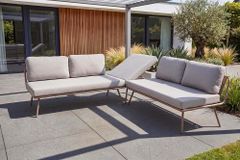 Outdoor Lounge Sitzgruppe MOBILE MODULAR greige mit Tisch wetterfest