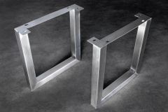 2er Set Tischgestell U-FRAME 70cm Edelstahl gebürstet matt Tischbeine Kufe Esstisch
