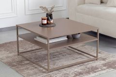 Moderner Couchtisch DURA STEEL 70cm greige Metall mit Ablagefach