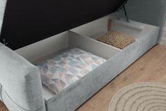 Modernes Boxspringbett TOULOUSE 160x200cm silbergrau inkl. Matratze Topper Stauraum