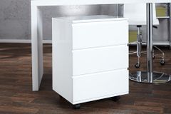 Moderner Rollcontainer BIG DEAL 45cm weiß Hochglanz 3 Schubladen