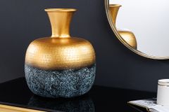 Handgefertigte Deko Vase ABSTRACT ORIENT 40cm gold rund Metall Patina
