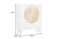 Massives Highboard AURUM 120cm weiß mit ikonischem Gold-Element
