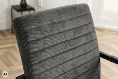 Industrial Freischwinger LOFT grau Cord schwarz Eisen mit Armlehne