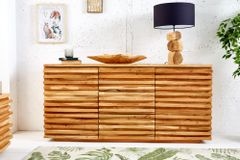 Massivholz Sideboard RELIEF 160cm Akazie Kommode mit Schubladen aufwändige Front