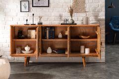 Elegantes Sideboard LONG ISLAND 160cm Mangoholz-Optik mit Retro Muster