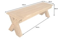 Massive Gartenbank EMPIRE TEAK 160cm natur Teakholz Outdoor-Sitzbank wetterfest