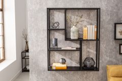 Industrial Wandregal SLIM LINE 90cm Esche schwarz fünf Regalböden