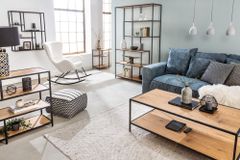 Industrial Bücherregal SLIM LINE 185x135cm Wildeiche schwarz sechs Regalböden