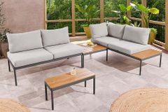 Outdoor Lounge MOBILE MODULAR anthrazit hellgrau Garten-Sitzgruppe inkl. Tisch und Kissen