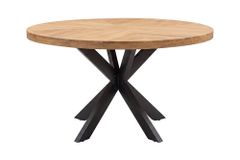 Runder Esstisch INFINITY HOME 120cm natur cream finish Mangoholz Parkett schwarz