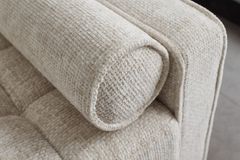 Design Sofa COZY VELVET 220cm beige Chenille Federkern 3-Sitzer mit goldener Kappe