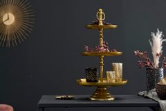 Etagere ORIENT 50cm gold im Hammerschlag Design mit drei Etagen
