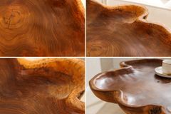 Einzigartiger Beistelltisch WILD 65cm natur Teakholz Hairpin Legs Couchtisch