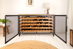 Design Weinboard  BODEGA 130cm natur schwarz Tannenholz Metall Flaschenregal