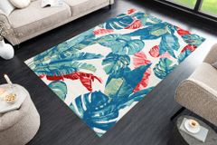 In- und Outdoor Teppich TROPICAL 240x160cm grün pink Blatt florales Design wetterfest