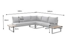 Moderne Garten Sitzgruppe TAMPA LOUNGE 240cm grau Aluminium wetterfest inkl. Sitzkissen