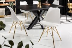Design Stuhl SCANDINAVIA MEISTERSTÜCK weiß goldene Beine