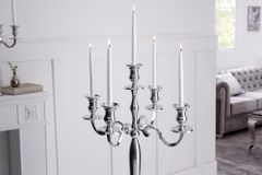 Kerzenständer MODERN BAROCK 120cm silber 5-armig Lüster Aluminium poliert Kerzenhalter