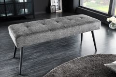 Design Sitzbank BOUTIQUE 100cm grau Strukturstoff Metallbeine schwarz