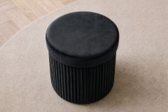 Runder Hocker ÉLAN 40cm schwarz Samt faltbar mit Stauraum