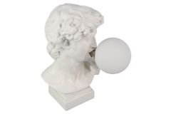 Handgefertigte Tischlampe DAVID 30cm weiß Büste mit Lampenkugel