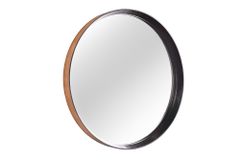 Runder Wandspiegel AMSTERDAM 70cm natur schwarz Eiche Massivholz handmade