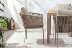 Stapelbarer Stuhl ROPE greige Aluminium Gartensessel inkl. Kissen In- und Outdoor