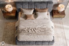 Design Boxbett ADLON 180x200cm grau Chenille mit Stauraum und Lattenrost