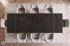 Design Esstisch DIAMOND 180-260cm rost Keramik Metallgestell bronze