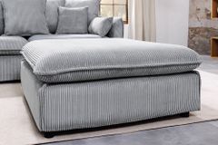 Großer Sitzhocker HEAVEN 100cm hellgrau Cord Federkern Sofahocker abnehmbarer Bezug