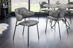 Design Stuhl VOGUE grau Samt schwarze Metallbeine