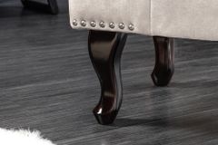 Design Sitzhocker CHESTERFIELD 80cm champagner beige Samt Knopfheftung Nietenbesatz