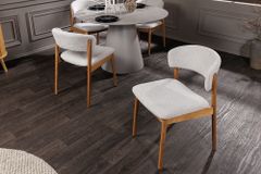 Design Stuhl VALHALLA WOOD natur Eiche Massivholz creme Strukturstoff