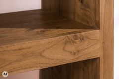 Massives Regal MAKASSAR 180cm braun honey finish Mangoholz 8 Fächer handmade