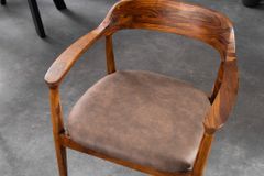 Design Stuhl KENNEDY braun massives Sheeshamholz mit Polstersitz Microfaser