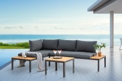 Outdoor Gartentisch ORLANDO LOUNGE 60cm anthrazit natur Aluminium wetterfest