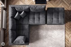 Hocker KENT 100cm grau Samt Taschenfederkern silberne Füße Sitzhocker Fußhocker