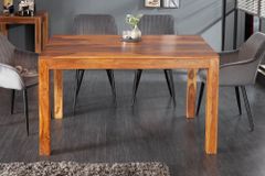 Massivholz Esstisch PURE 135cm braun Sheeshamholz stone finish einzigartige Maserung