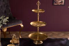 Design Etagere ORIENT 65cm gold im Wild Hammerschlag mit drei Etagen