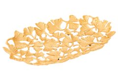 Dekorative Schale GINKGO LEAFS 50cm gold handmade Metall