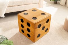 Massiver Würfel-Hocker CUBE 40cm natur Mangoholz Beistelltisch stapelbar