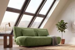 Modernes Schlafsofa ELYPSE 200cm grün Chenille 3-Sitzer Couch inkl. Kissen