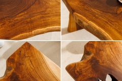 Massivholz Bank ROOT 100cm braun natur Teak Baumstamm