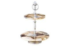 Deko Etagere NOBLE 35cm silber Edelstein handmade Achat Quarz Aluminium
