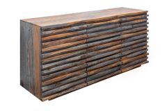Massivholz Sideboard RELIEF 160cm Sheesham grau smoke finish Kommode mit Schubladen
