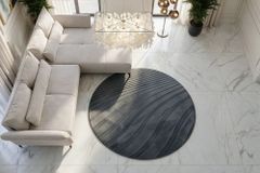 Runder Teppich WAVE 150cm anthrazit 3D strukturierter Kurzflor Indoor Hoch-Tief-Effekt
