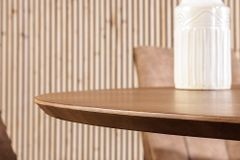 Ovaler Esstisch ART DECO 220cm braun smoked massives Mangoholz mit Säulenfuß