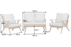 Wetterfestes Gartenlounge-Set COMFORT LINE natur beige Akazie 4-teilig inkl. Tisch