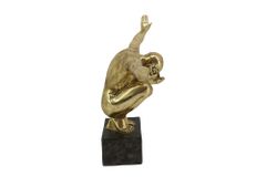 Deko-Figur HIGH DIVER 50cm gold schwarz handmade Athleten-Skulptur